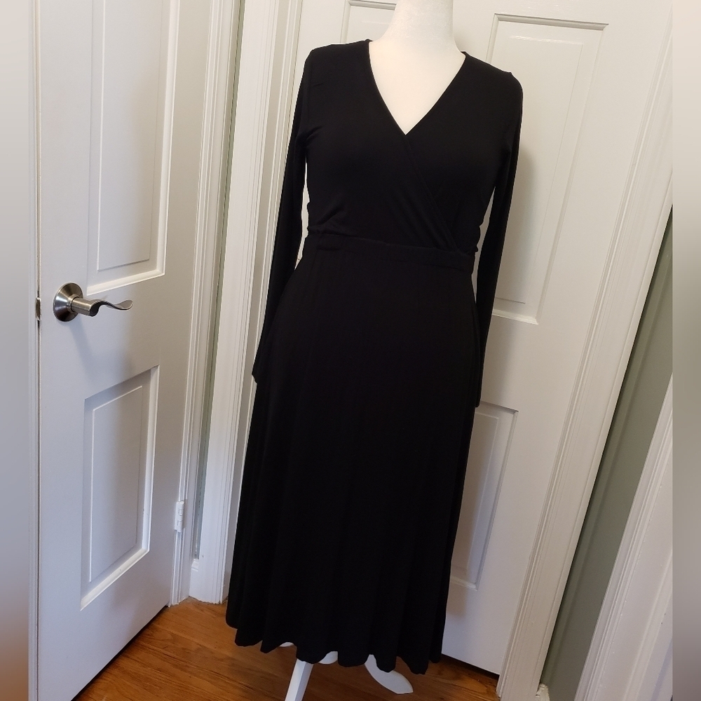 Karen Kane Black Knit Midi Dress Size Medium, Boho, Casual, Soft, Stretchy